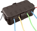 QUOBAS Outdoor Waterproof Electrical Box with 6 Cable Ports, IP54 Weatherproof Heavy-Duty Extension Cord Cover for Power Strips, Garden Power Tools, Holiday Lights, Brown