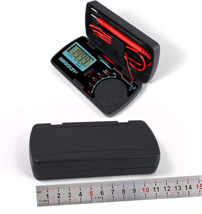 allsun Manual Range Mini Digital Multimeter 6 Functions Handheld Folding Voltmeter 3-1 2 Digit Pocket DMM DC/AC DC Ammeter Ohm Continuity Diode Tone Tester EM3081