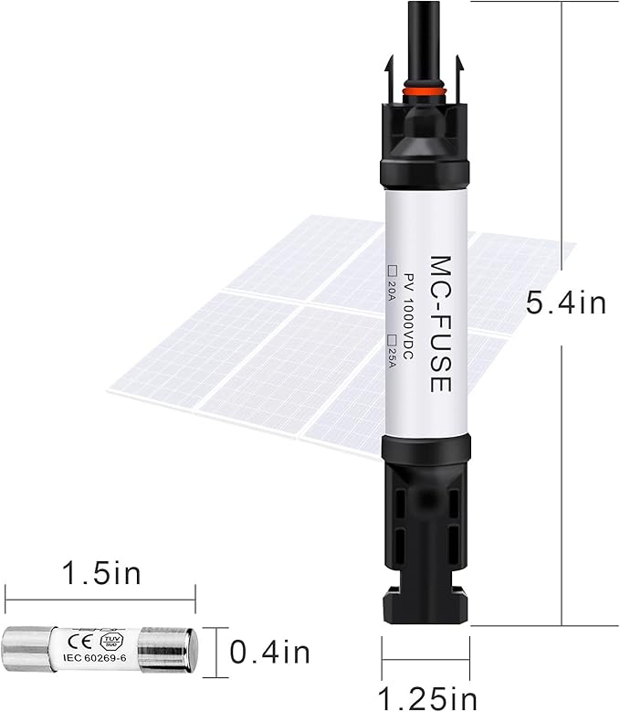 20A Solar Fuse Holder Connector IP68 Waterproof 1000V in-line Fuse Holder 20A Male and Female Connector Waterproof in-Line Fuse Holder (Contains 4 fuses + 2 Solar Fuse Holders)… (20A)