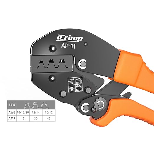 iCrimp Wire Crimping Tool for 15, 30 and 45 Amp Contacts DC Power Connector Modular Power Connector Kit