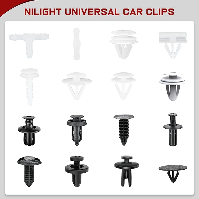 Nilight 1001PCS Universal Car Clips Mixed Auto Bumper Fender Trim Door Panel Shield Engine Cover Retainer Rivet Push Clips for GM Ford Chrysler Toyota Lexus Honda Acura Dodge Jeep