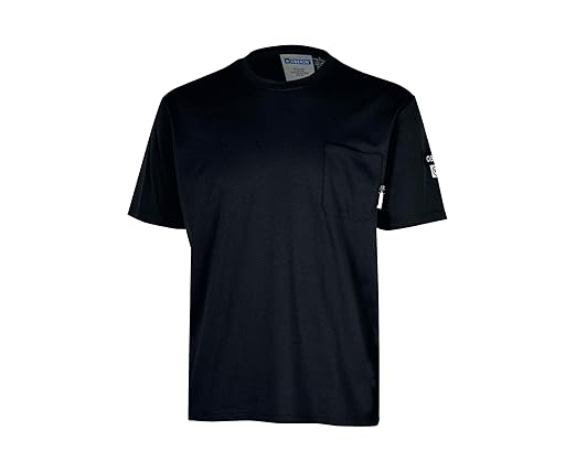 Oberon FR Arc Rated Safety Shirt For Men - Flame Resistant Cotton T-shirt - 11 Cal - Chest Pocket - Navy Blue, Gray