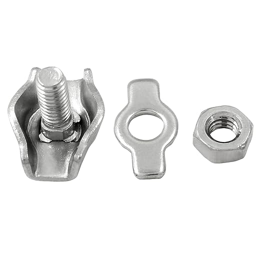 16 Pcs M2 Simplex Single Bolt Wire Rope Clips, Stainless Steel Wire Rope Clip Cable Clamps Caliper for 1/16 Inch Diameter Wire Rope