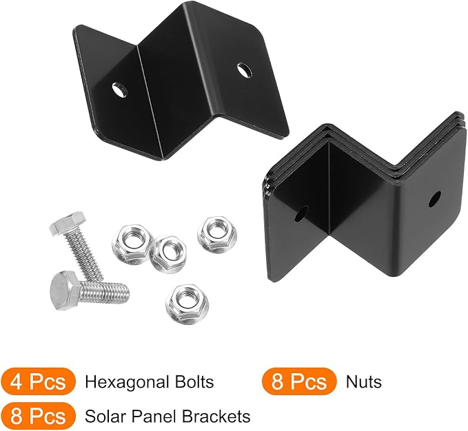 uxcell 4 Pack Z Brackets, 30mm Aluminum Alloy Solar Panel Brackets, Black