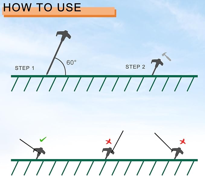 8-Pack Heavy Duty Screw-in Tent Stakes with Drill Adapter – 8 Inch Ground Anchors for Camping, Canopy, Gazebo, Awnings & Outdoor Accessories