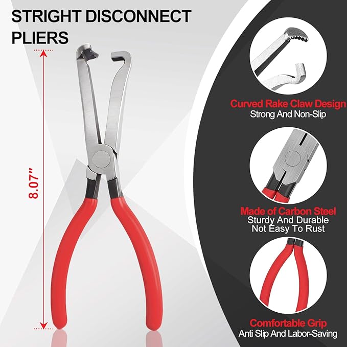 Automotive Electrical Terminal Connector Separator and Removal Tool, 3PCS Electrical Disconnect Pliers Set with Straight & Angled Pliers, Included Terminal Pin Removal Tool (Red)