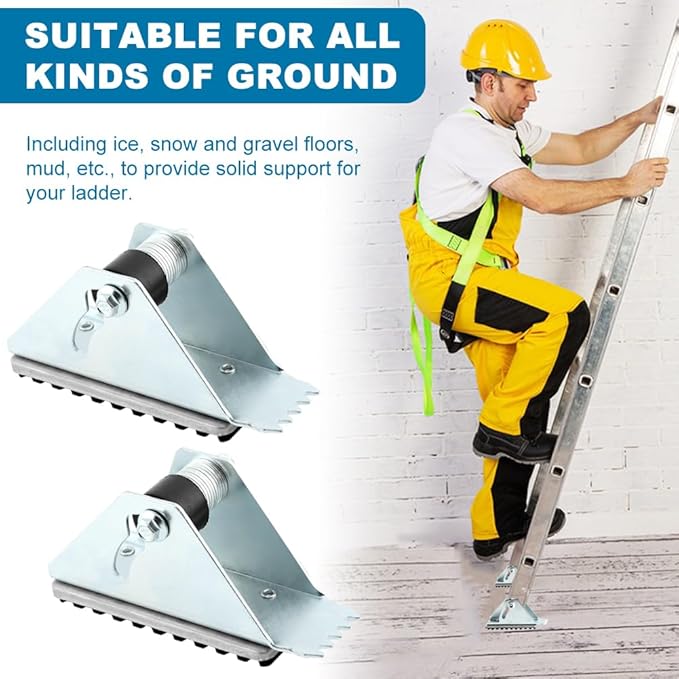 2 Pack Aluminum Anti-Skid Shoe Feet for Extension Ladders Replacement Parts Rubber Padded Feet Ladder Accessories Compatible with Most Ladders Silver Black