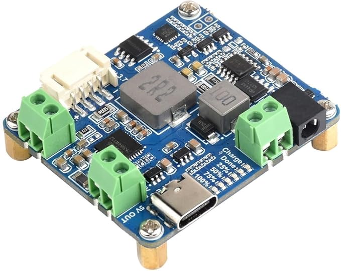 Waveshare Solar Power Management Module (D) for 6V~24V Solar Panel and Type-C Power Adapter,Suitable for Solar-Powered Control System for MCUs/Development Boards Raspberry Pi/Jetson Nano/Arduino