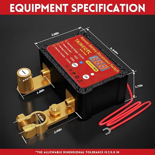 Remote Battery Disconnect Switch 12V 240A with Led Voltage Display, Ultra-Low Standby Current (0.001A), Anti Theft and Battery Drain, Battery Kill Switch for Car, RV, ATV, Truck, Tractor, Boat
