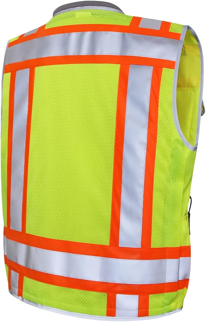 Dib Safety Reflective Vest Heavy Duty, High Visibility Two Tone Engineer Vest, Padded Collar, Retractable ID Pocket, Made with 3M Reflective Tape, Yellow M