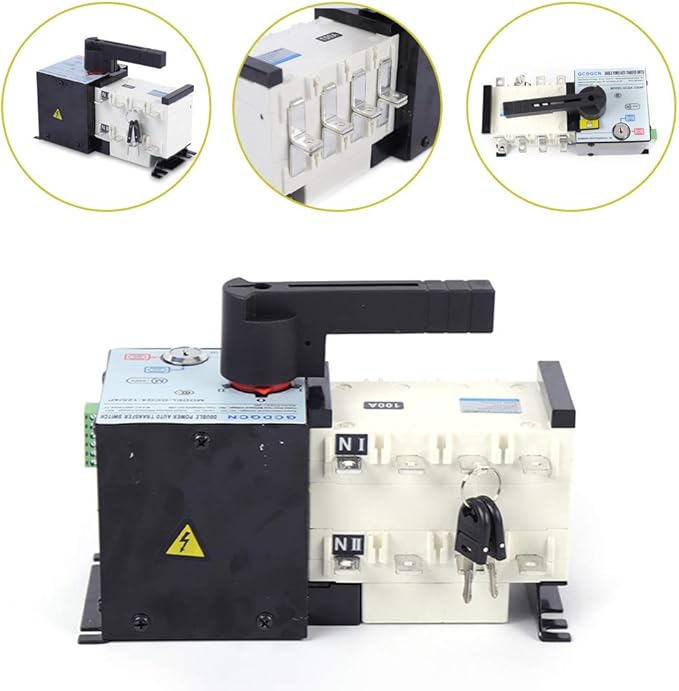4P 100A Automatic Changeover Switch Rated 110/230V Dual Power Automatic Transfer Switch for Lighting Circuit, Insulation Transfer Switch Power Switch for Office Buildings, Shopping Malls, Banks