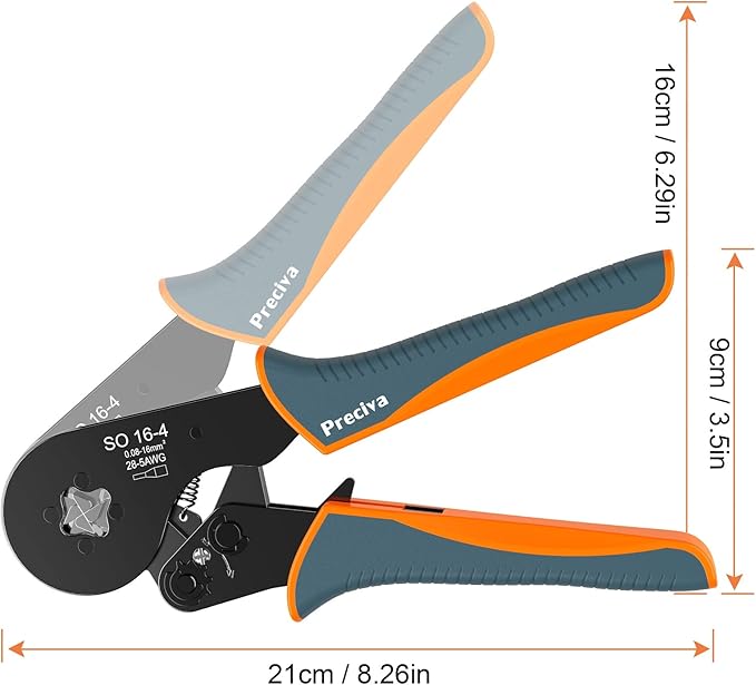 Wire Ferrule Crimping Tool, Preciva Square Jaw Wire Crimping Pliers AWG 28-5 Self-Adjustable Ratchat Ferrule Terminals Crimper for Wire Terminals Cables End-sleeves