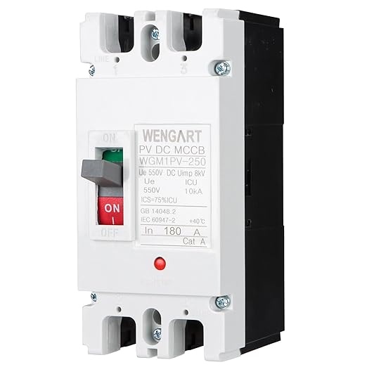 Wengart MCCB Circuit Breaker WGM1PV-250,DC500V 180Amp,2P DC Circuit Breaker for Solar Systems and Other DC Applications