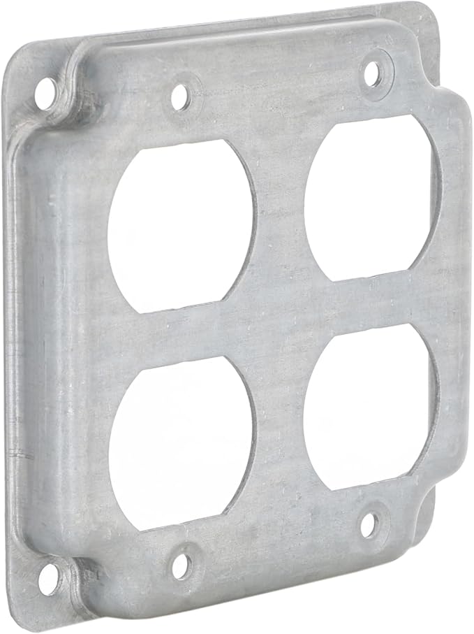 Hubbell-Raco 907C 2 Duplex Receptacles 4-Inch Square Exposed Work Cover, Gray