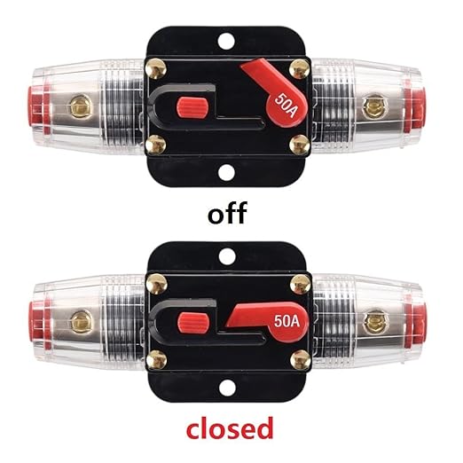50 Amp Circuit Breaker Manual Reset Inline Fuse Inverter for Car Marine Trolling Motors Boat ATV Audio Solar Inverter System Protection 12V-24V DC 50 Amp