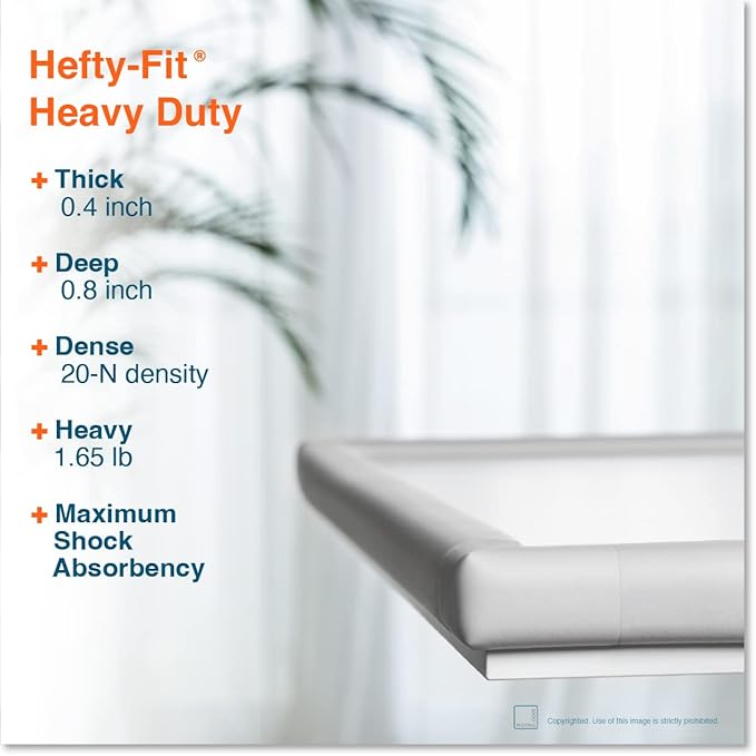 Roving Cove HeftyFit Edge Corner Protector Baby Proofing (Large 18ft Edge 8 Corners), Heavy-Duty, Soft NBR Rubber Foam, Furniture Fireplace Safety Bumper Guard, 3M Adhesive, Oyster White (Off White)