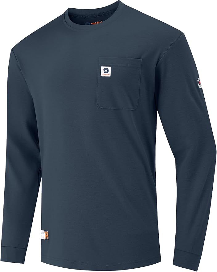 FR Shirts for Men 6.5oz Lightweight Fire Resistant Shirts for Men Long Sleeve NFPA2112/CAT2