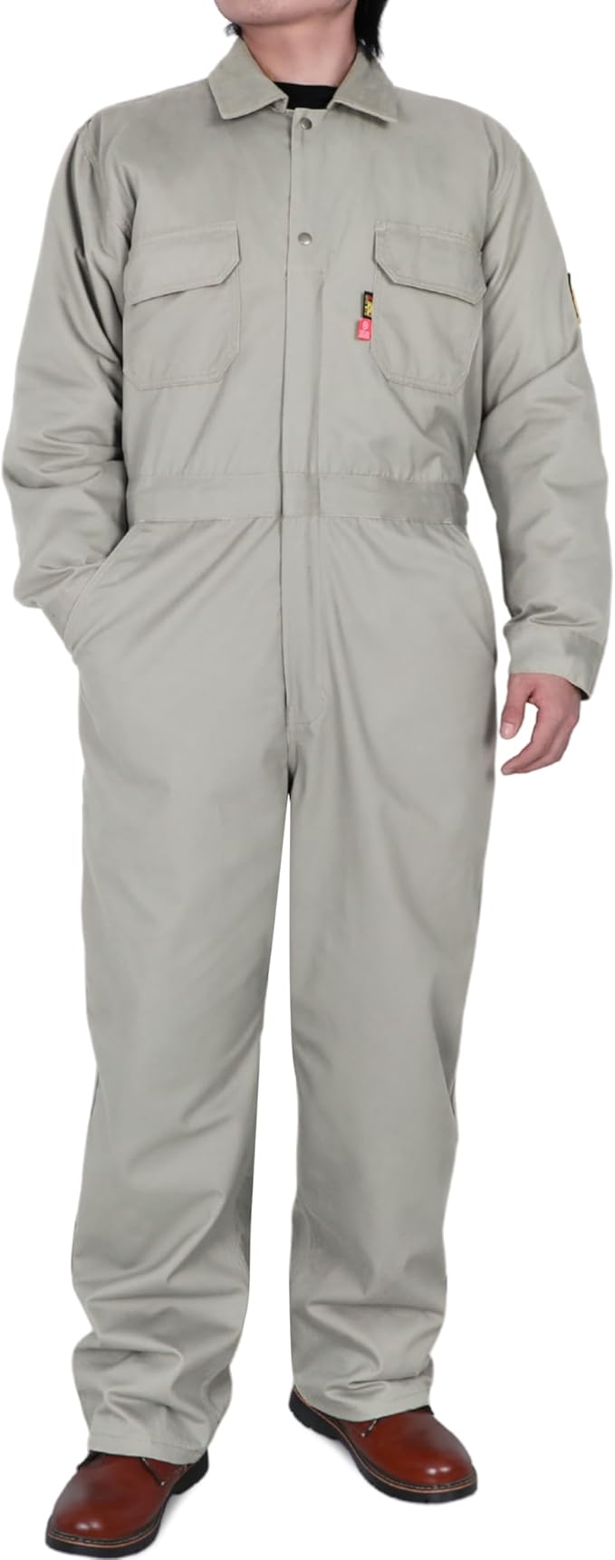 BOCOMAL FR Coveralls Men 7.5oz Cotton Twill Flame Resistant Fire Retardant Work Coverall NFPA 2112 HRC2