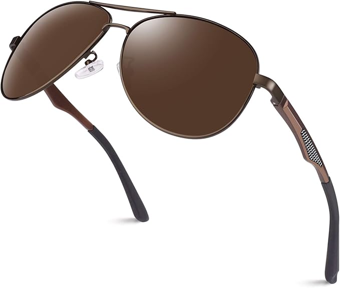 GQUEEN Classic Military Style Pilot Polarized Sunglasses Spring Hinges Al-Mg for mens womens MOS1