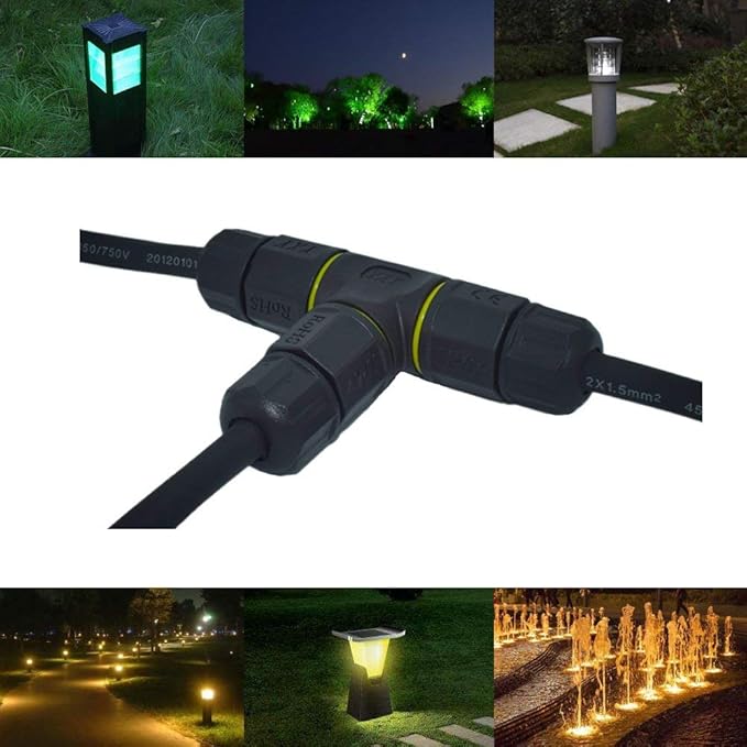3 Way Junction Box IP68 Waterproof Electrical Junction Box 2 Pin/3 Pin/4 Pin Junction Box Outdoor Cable Connector for Underground/Outdoor Ø 4.5mm-10mm, Shielded Field Installable - 2Pin