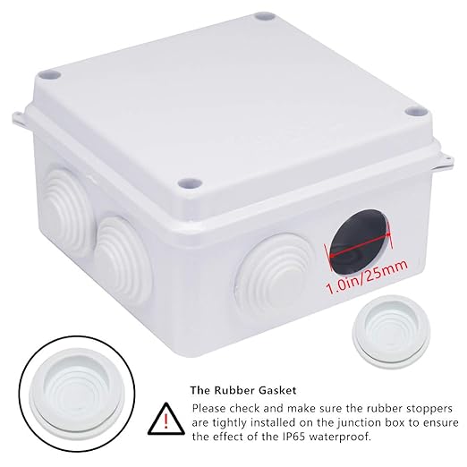 Junction Box, Zulkit ABS Plastic Dustproof Waterproof IP65 Universal Electrical Boxes Project Enclosure White 3.9 x 3.9 x 2.8 inch(100 x 100 x 70mm)