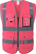 XIAKE 9 Pockets Class 2 High Visibility Reflective Safety Vest for Men Women,Meets ANSI/ISEA Standard