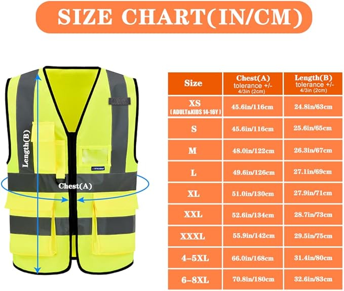 A-SAFETY hi vis Safety Vests, Yellow