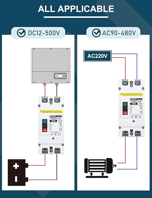 DIHOOL DC 200 Amp Breaker, 500V Battery Disconnect Switch for Main Power Station, UPS,Solar