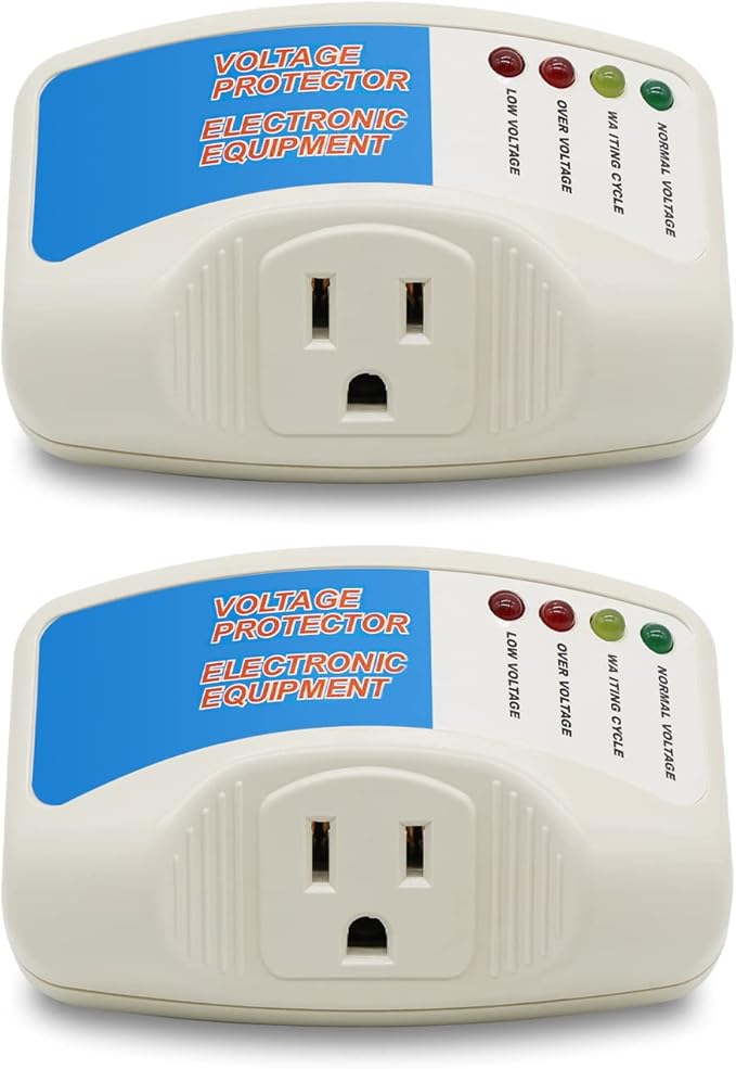 BSEED Surge Protector Home Appliance,Single Outlet Power Voltage Protector,Voltage Brownout Outlet Surge Refrigerator 1440 Watts,Voltage Brownout Plug Outlet, 1875W, 120V, 15A(2 Pack)