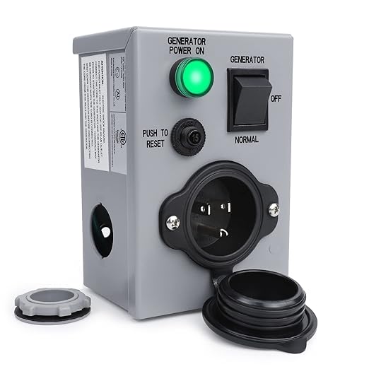 TIPHOPE Manual Generator Transfer Switch with Circuit Breaker,125V 15 Amp NEMA 5-15P Pre Wired Power Transfer Switch Weatherproof Generator Inlet Box for Generator Outdoor Indoor Use-1 Year Waranty