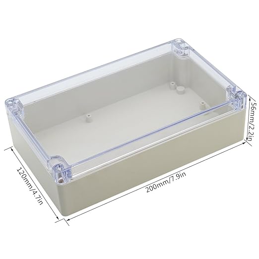 LeMotech ABS Plastic Junction Box Dustproof Waterproof IP65 Electrical Enclosure Box Universal Project Enclosure Grey with PC Transparent Clear Cover 8 x 4.7 x 2.2 inch（200 x120 x56 mm）
