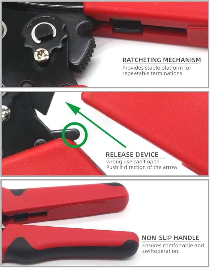 SN-06WF Ferrule Crimping Tool,24-10 AWG Sleeves Ferrule Ratchet Wire Crimping Tool,End-Sleeve Terminals Crimper