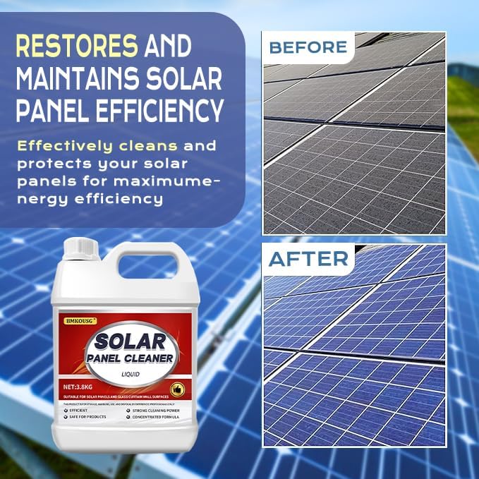 Solar Panel Cleaner 1 Gallon (Makes 600 Gallons) Super Concentrated Glass & Solar Panel Cleaning Outdoor Window Cleaner - Fast Dry, Remove Dirt,Dust,Droppings,Oils,Fingerprints,Water Spots