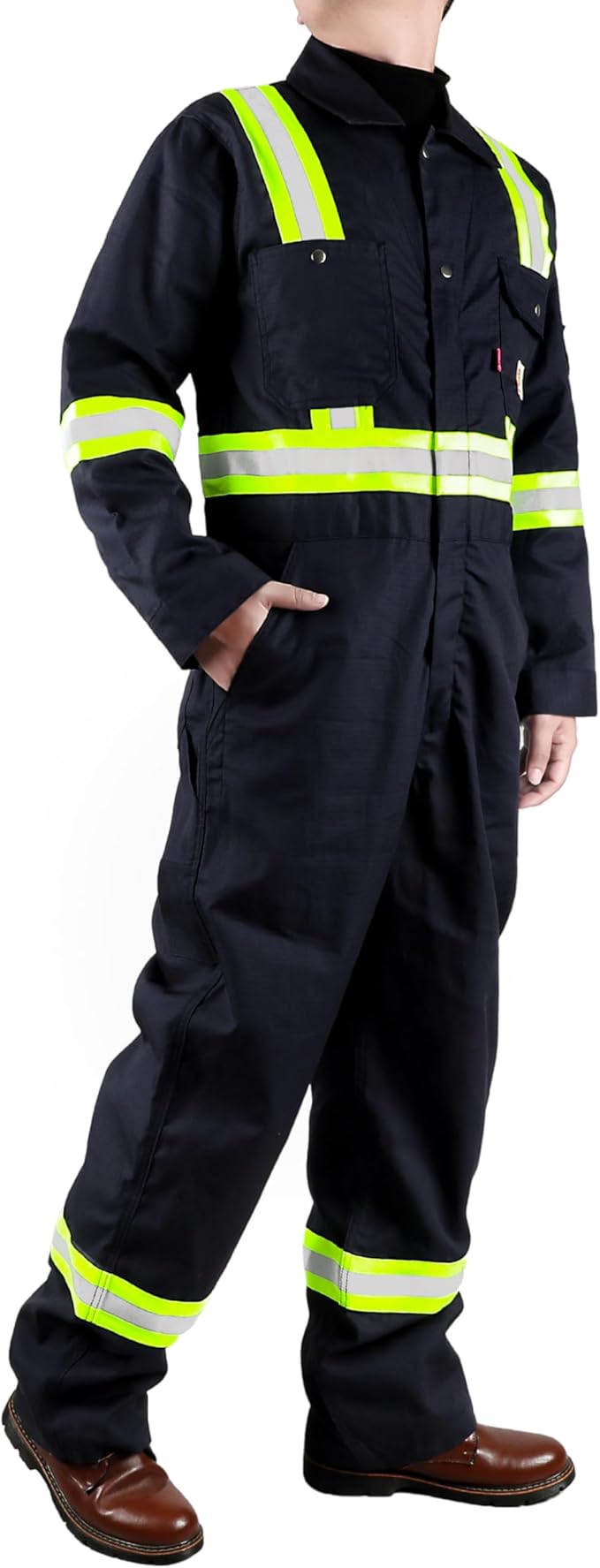 BOCOMAL FR Coverall High Visibility 6oz Lightweight Rip-Stop Flame Resistant/Fire Retardant High Vis Coveralls