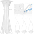 Zip Tie Mounts - SeuYeugX 100 PCS Cable Self Adhesive Mounts Set for Wire Management with Stick Pads Anchors Clips Squares Holders (White)