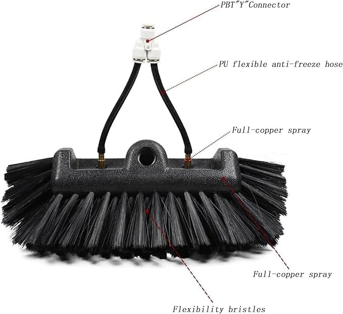 Water Fed Telescopic Brush, Photovoltaic Panel Cleaning Tool Water-Through Brush, Water Fed Brush Kit with Squeegee, Outdoor Solar Panel Cleaning System Pole 29cm-3.6m/12ft