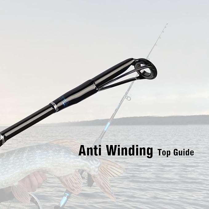 Fiblink 4-Piece 7-Feet Carbon Fiber Boat Fishing Rod Spinning Travel Portable Rod Tournament Fishing Pole for Fresh & Saltwater