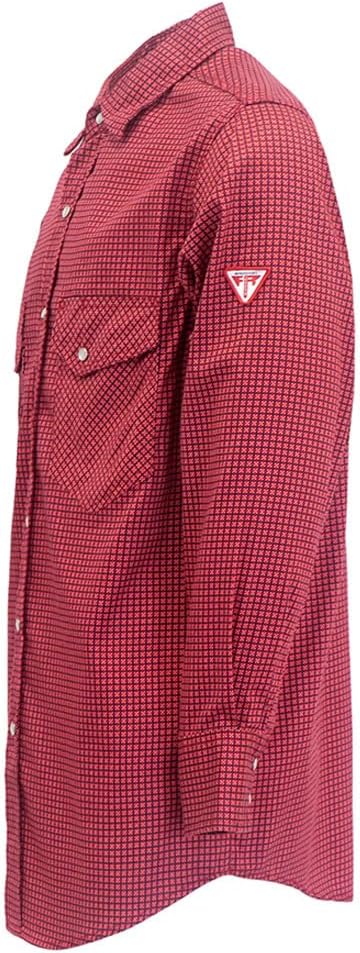TICOMELA Men’s Mid-Weight FR Welding Shirt, 7.5oz 100% Cotton NFPA 2112 CAT2 – Flame-Resistant Button-Down Work Shirt