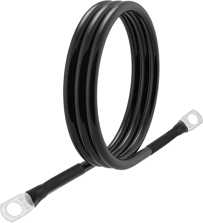 8 AWG Battery Cable 8 Gauge Power Inverter Cables with 5/16 Inch Lugs Both Ends for Solar Boat Marine RV Car 2 Pack (3FT)