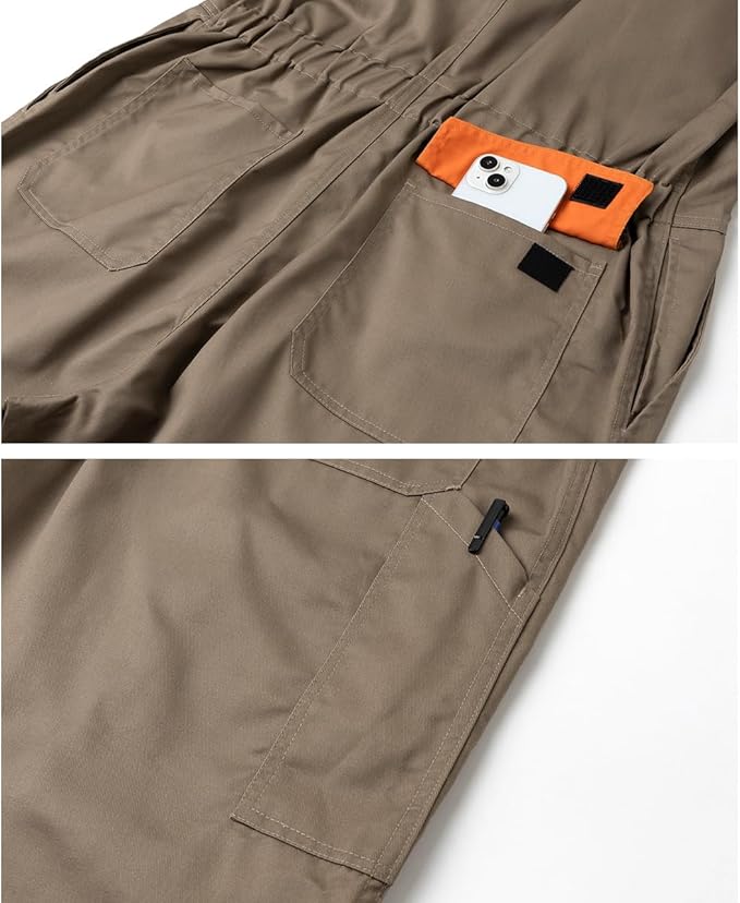 Men's Coveralls Mechanic Work Jumpsuit Multi Pockets Overalls Long Sleeve Workwear Coverall