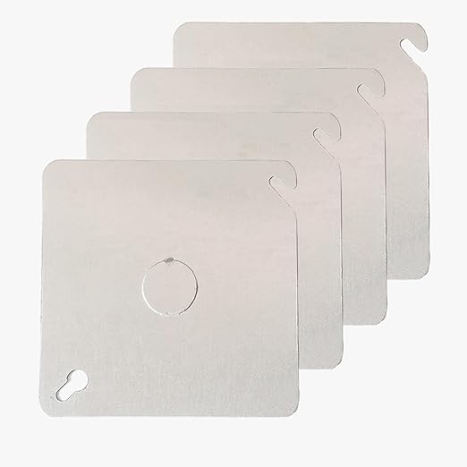 4 Pack Square Electrical Box Covers with 1/2 Inch Knockout, 4 Inch Metal Junction Box Covers, Flat Outlet Box Cover for 4 inch Square Box, EBC-square-1