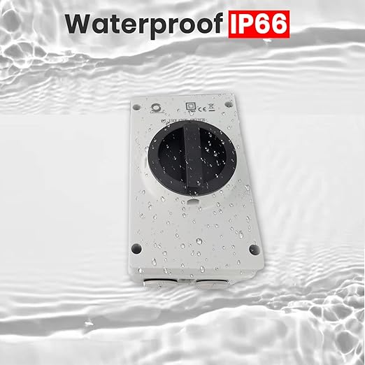 WSISO-63 IP66 Outdoor 1500V 63A 4P Solar PV DC Isolator Disconnector Switch, 4 Wire Glands for 10 AWG Wire, 8 PV Connectors