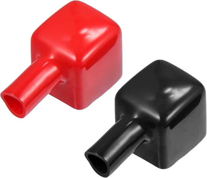 1 Pair Battery Terminal Insulation Covers, 7mm 0.28" Car Battery Positive Negative Post Cap Universal for Motorcycle Truck Durable PVC Red Black