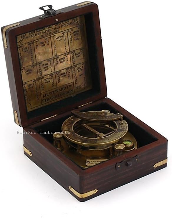 Compass Gift for Mom/Dad, Antique Nautical Directional Magnetic Sundial Pocket Compass Gifts for Women/Men with Leather Case or Wooden Box, Baptism 2026 Communion Christian Luxury Gift, Anniversary