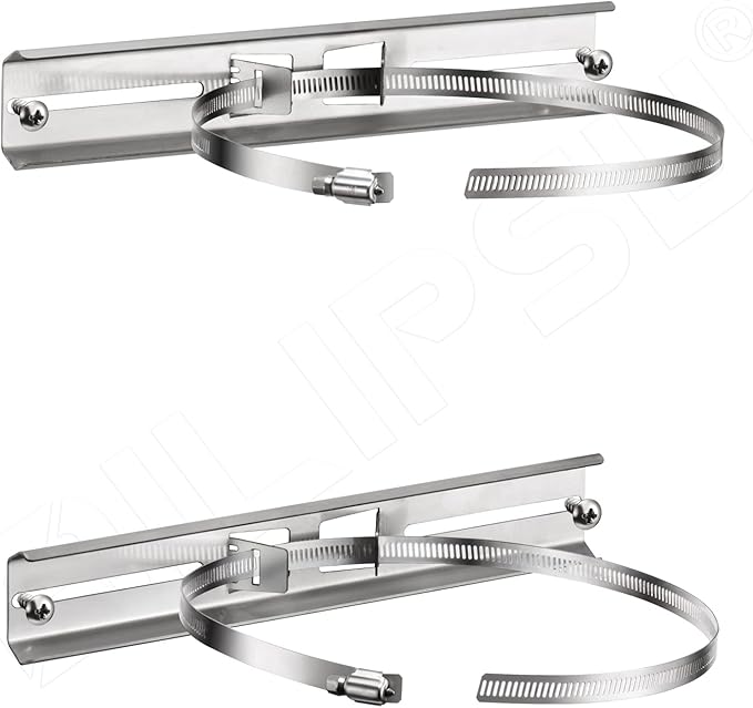 QILIPSU Pole Mounting Kits, 304 Stainless Steel 11.4" x 1.9" Brackets with Adjustable 2–8 Inch Clamps for Electrical Boxes, Devices, and Outdoor Applications