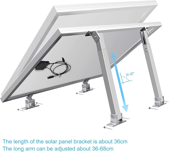 Adjustable Solar Panel Tilt Mount Brackets - Aluminum Alloy Mounting Brackets Support to 100 150 200 300 Watt Solar Panel for RV, Trailer, Boat, Yacht, Roof, Wall and Off-Grid(2 Sets-4 PCS)