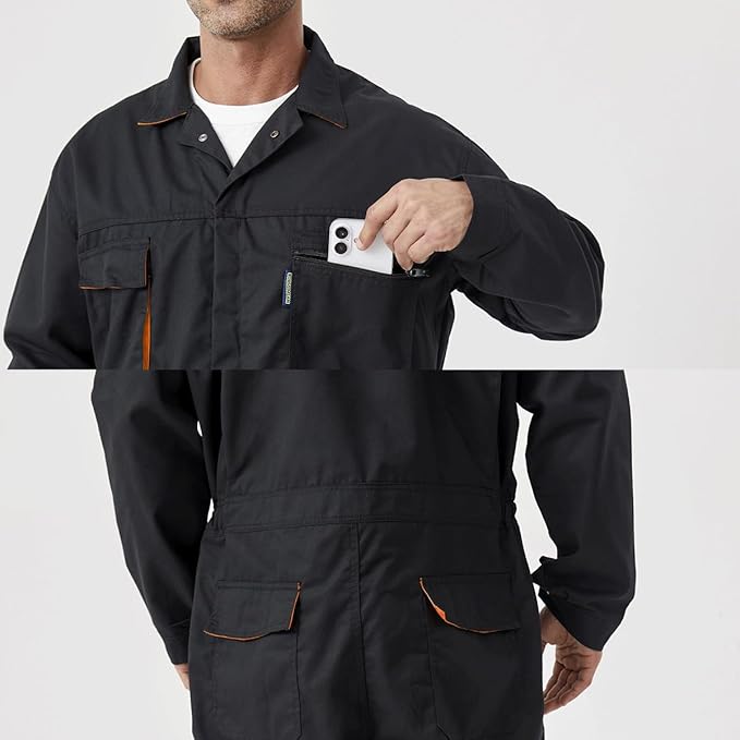 Men's Work Coverall Long Sleeves Overalls Mechanics Coveralls Workwear Jumpsuit with Multi Pockets