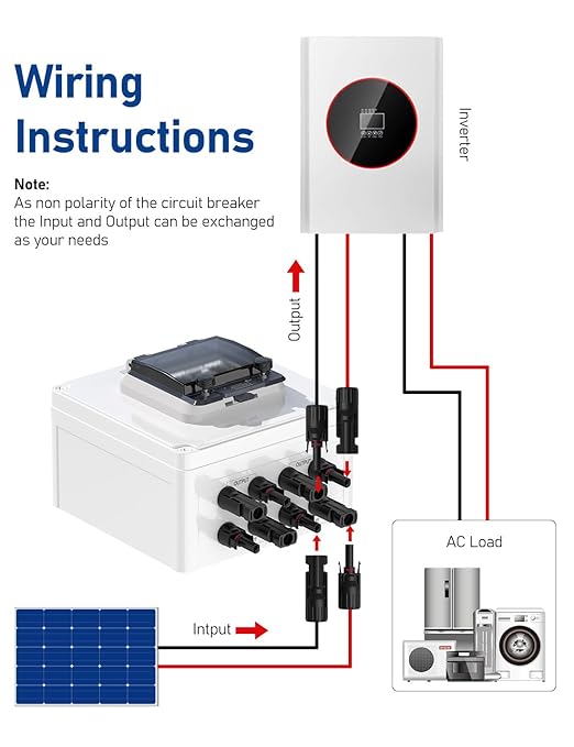 DIHOOL Solar Panel Disconnect Switch 2 String PV Disconnect 30 Amp DC Circuit Breaker Box 2 in 2 Out