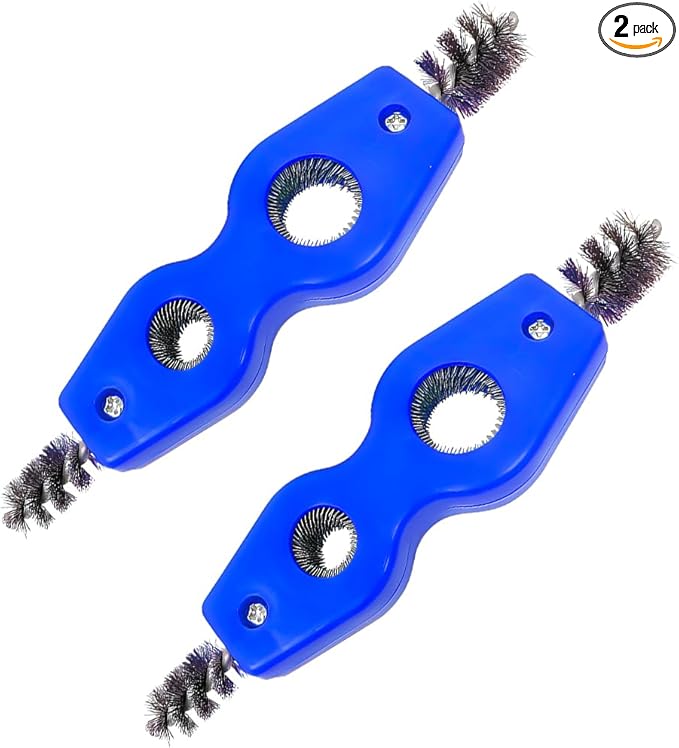 BELOMI 2PCS Car Battery Terminal Cleaning Brush, 4 in 1 Rustproof Battery Cleaner Tool with Steel Wire, Auto Universal Interior and Exterior Battery Terminals Machine Parts（Blue）