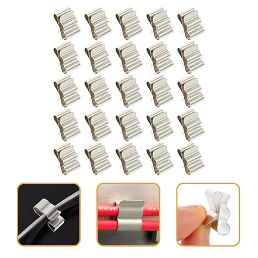 60pcs 301 Cord Wiring for Stainless Application Double- Clips Steel Silver Clamps Holder Clip Tie Suitable Double-Wire Trailer Boat Mm Panel Frame Auto Management Electrical